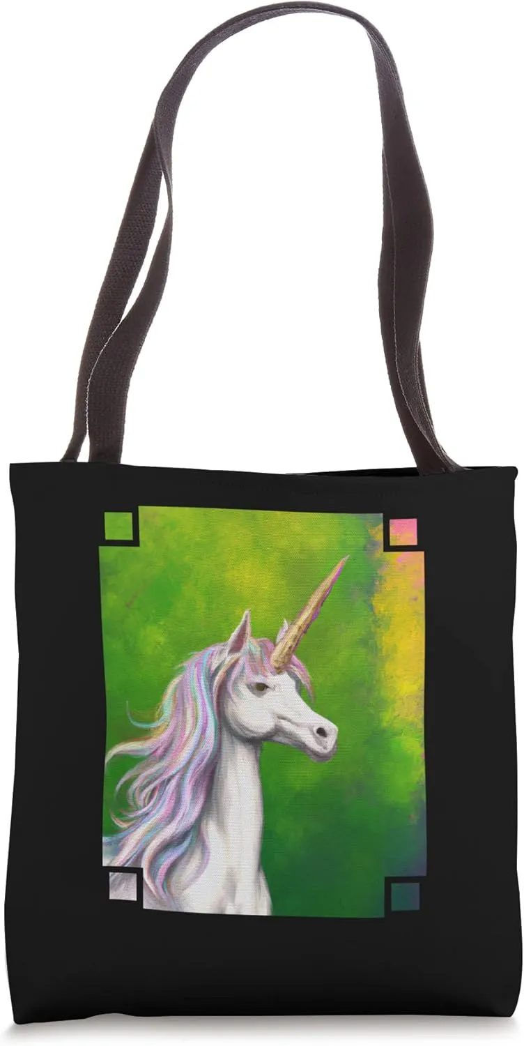 Unicorn Portrait - Magical Rainbow Mane Unicorn Tote Bag