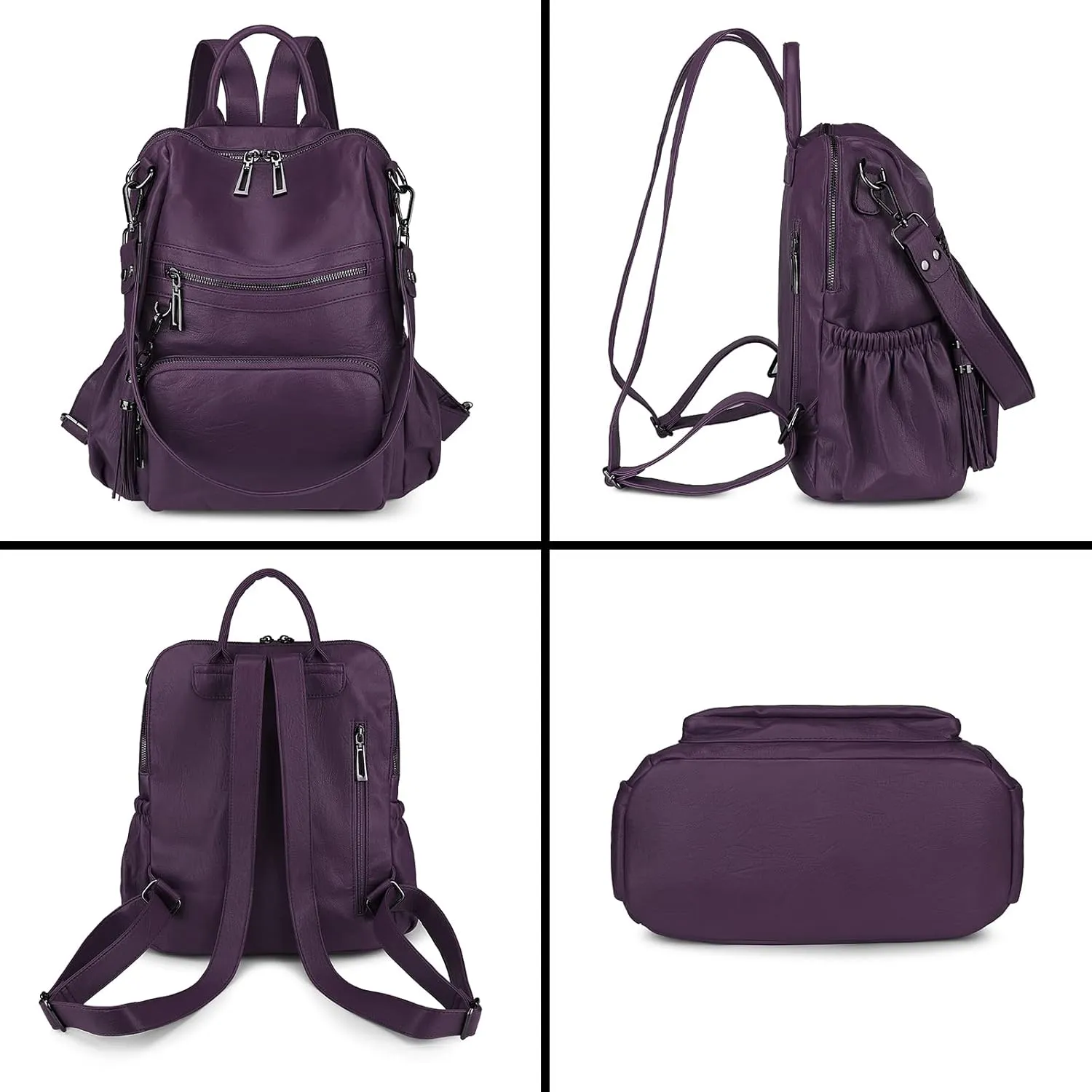 Uromee Travel Backpack Purse for Women Vegan Leather Ladies Fashion Tassel Shoulder Bag Convertible