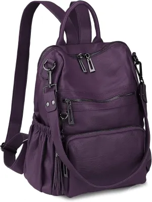 Uromee Travel Backpack Purse for Women Vegan Leather Ladies Fashion Tassel Shoulder Bag Convertible