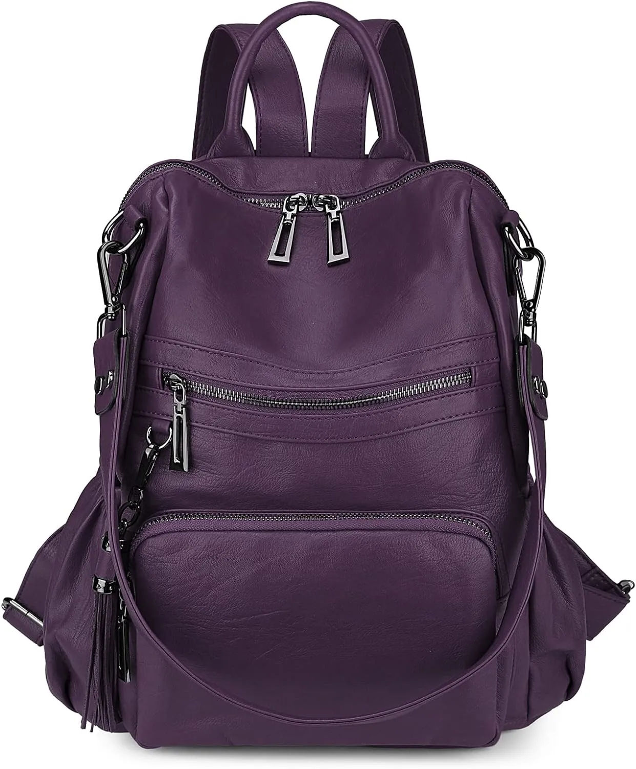 Uromee Travel Backpack Purse for Women Vegan Leather Ladies Fashion Tassel Shoulder Bag Convertible