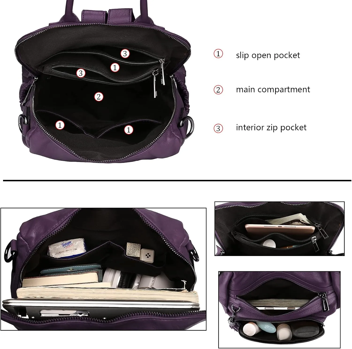 Uromee Travel Backpack Purse for Women Vegan Leather Ladies Fashion Tassel Shoulder Bag Convertible