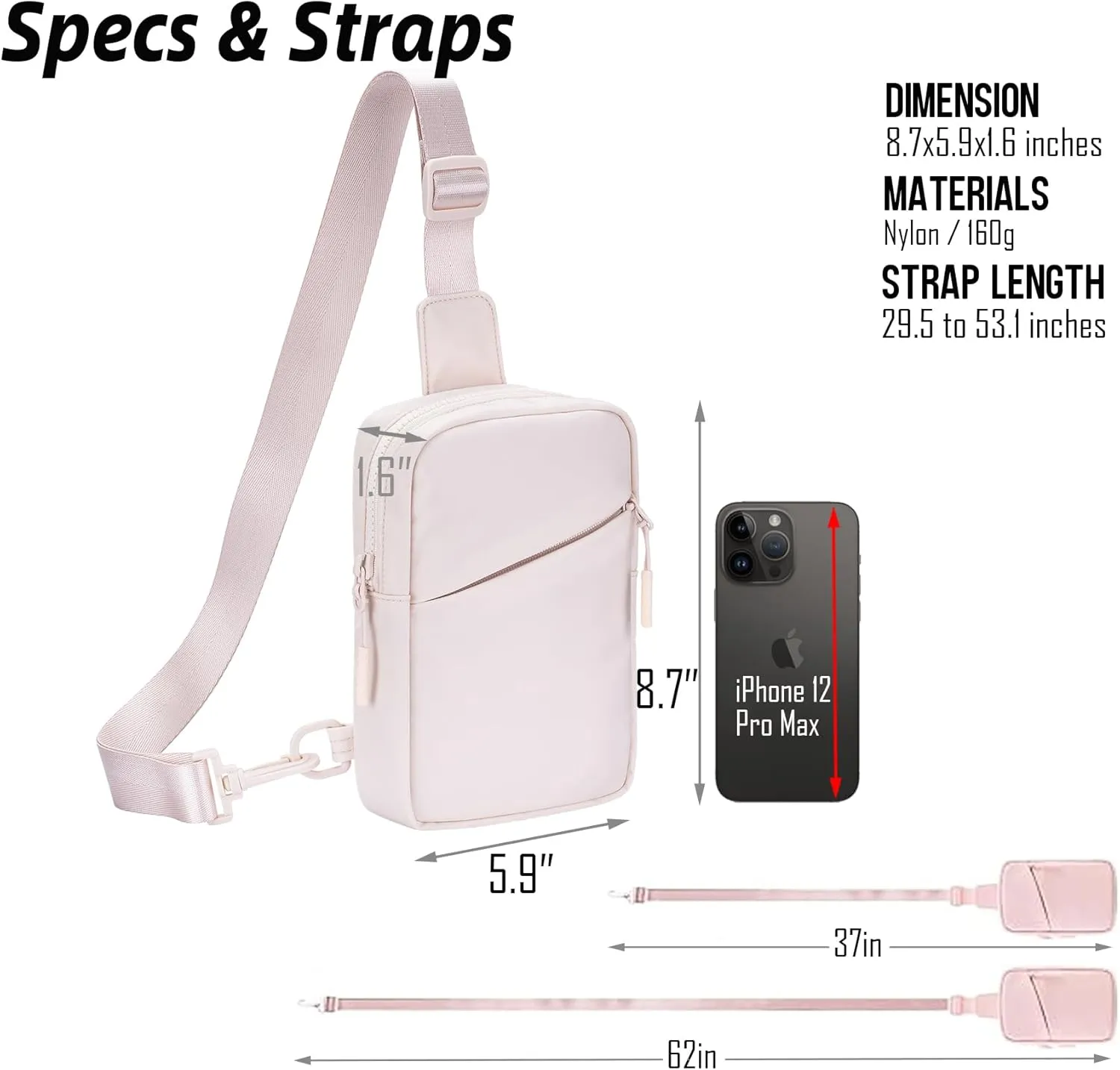 USHAKE Small Sling Bag for Women and Men, Water Resistant Crossbody Chest Bag Small Travel Bag for Casual, Travelling, Sport