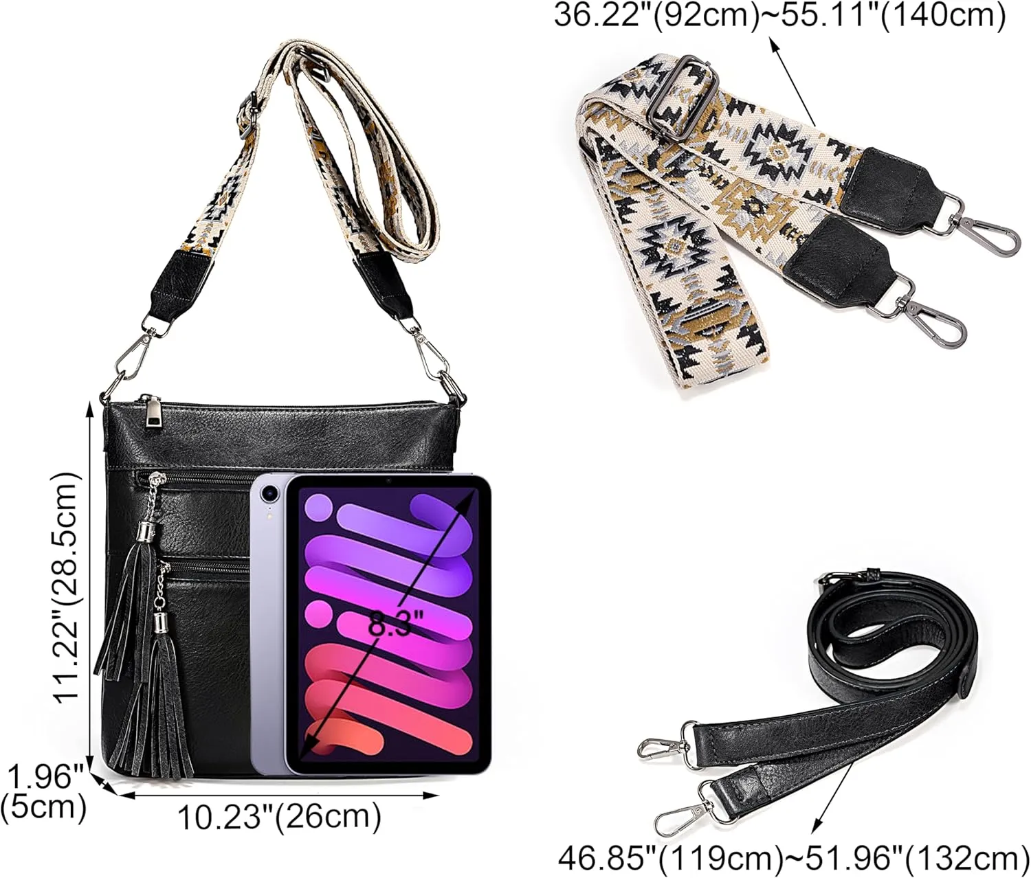 UTO Crossbody Bags for Women Trendy Leather Designer Cell Phone Multi Pocket Cross Body Purses Shoulder Handbag Ladies