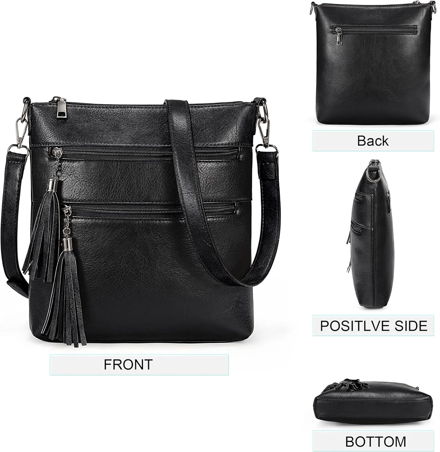 UTO Crossbody Bags for Women Trendy Leather Designer Cell Phone Multi Pocket Cross Body Purses Shoulder Handbag Ladies