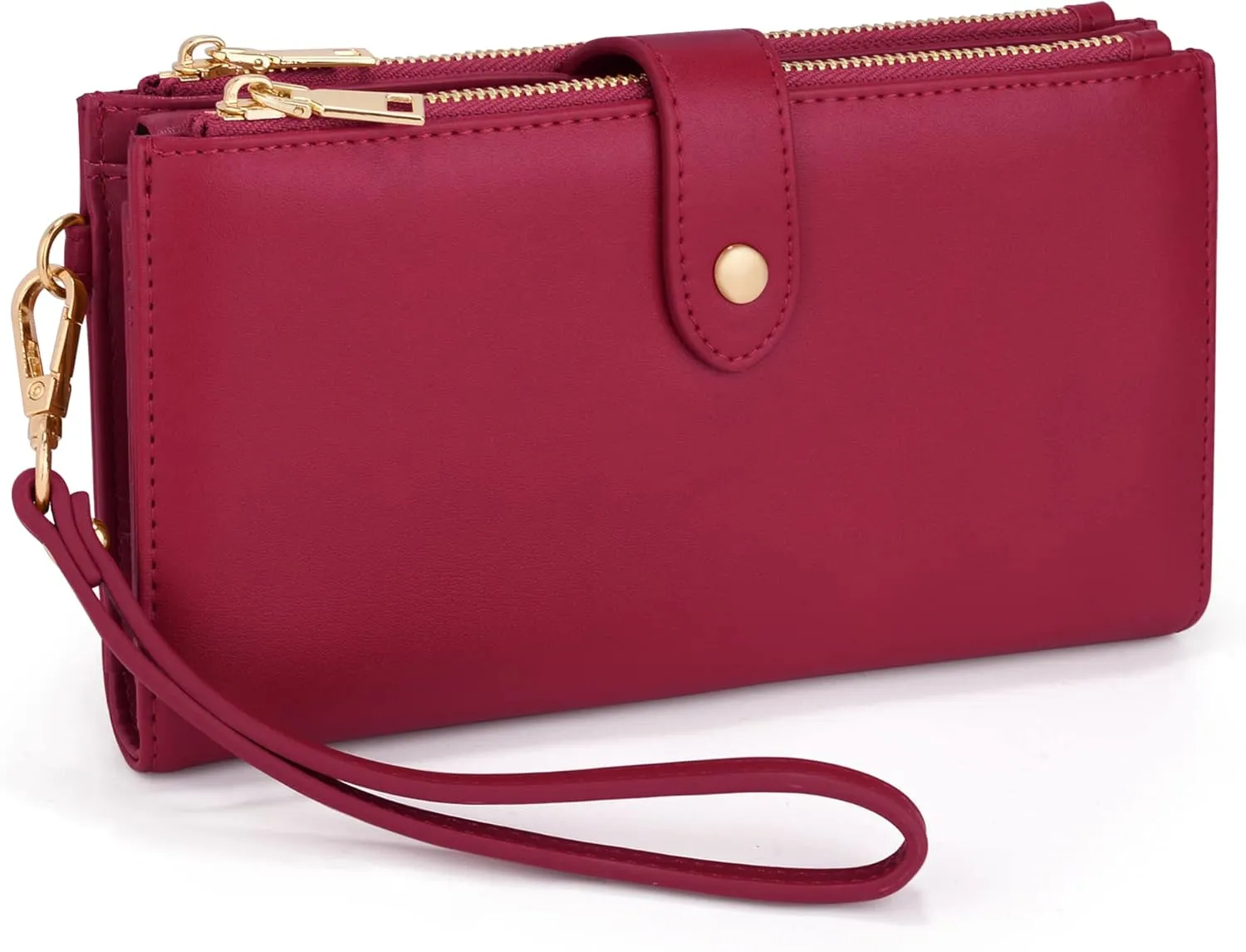 UTO Wallet Women Vegan Leather Wristlet Snap Long Purse Credit Card Holder Elegant Clutch