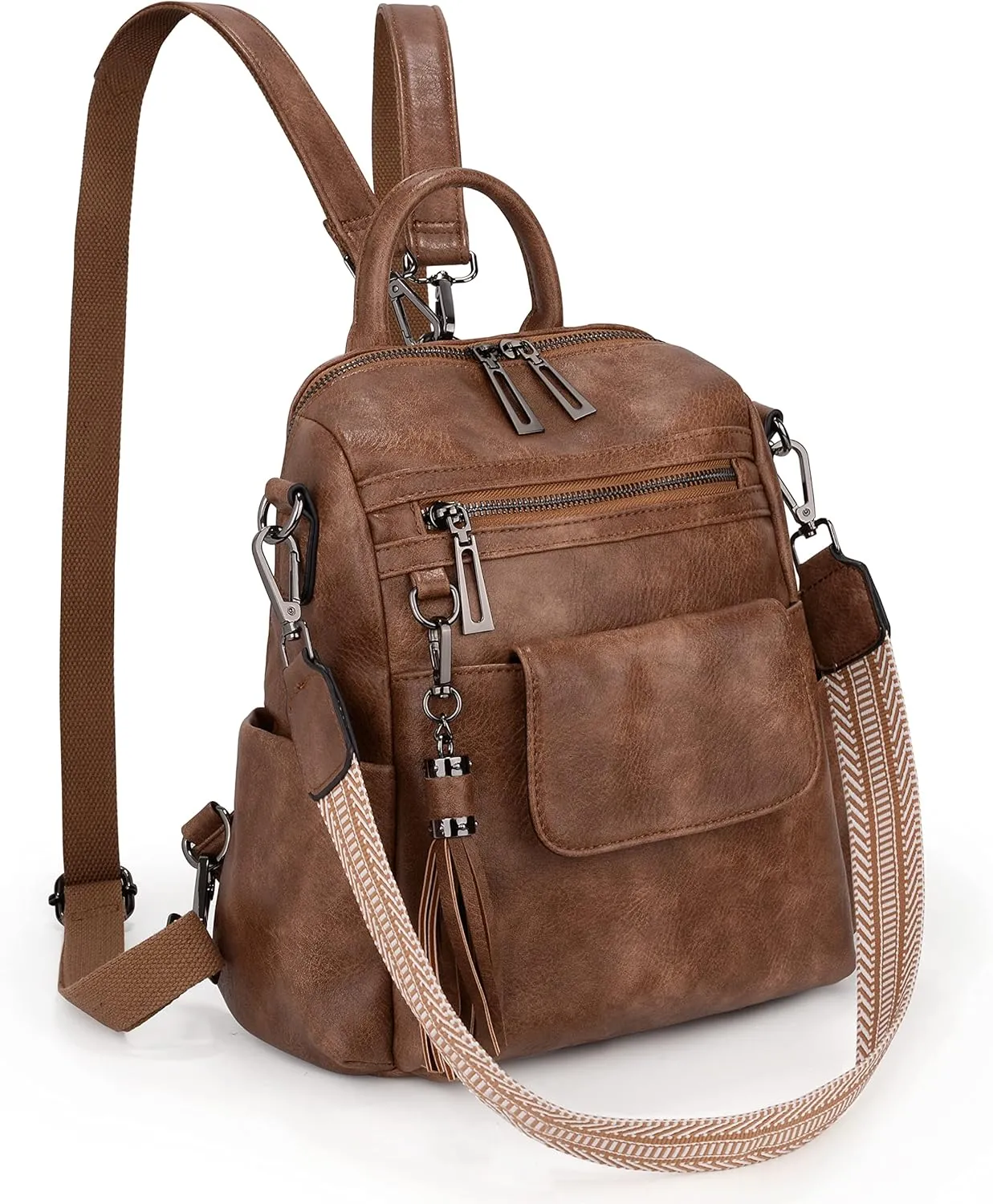 UTO Women Backpack Purse 3 ways PU Washed Leather Ladies Rucksack Shoulder Bag New Blue