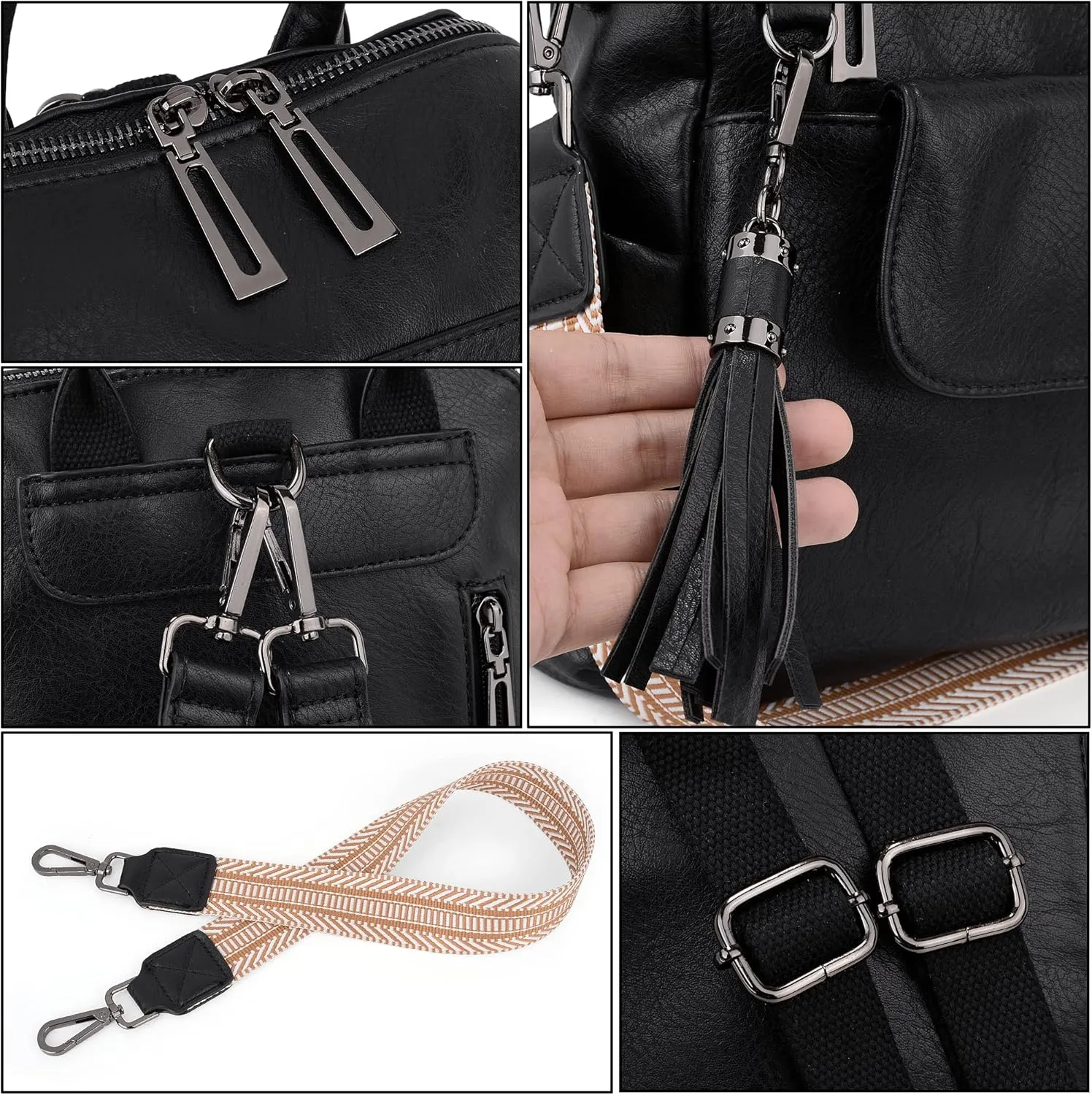 UTO Women Backpack Purse 3 ways PU Washed Leather Ladies Rucksack Shoulder Bag New Blue