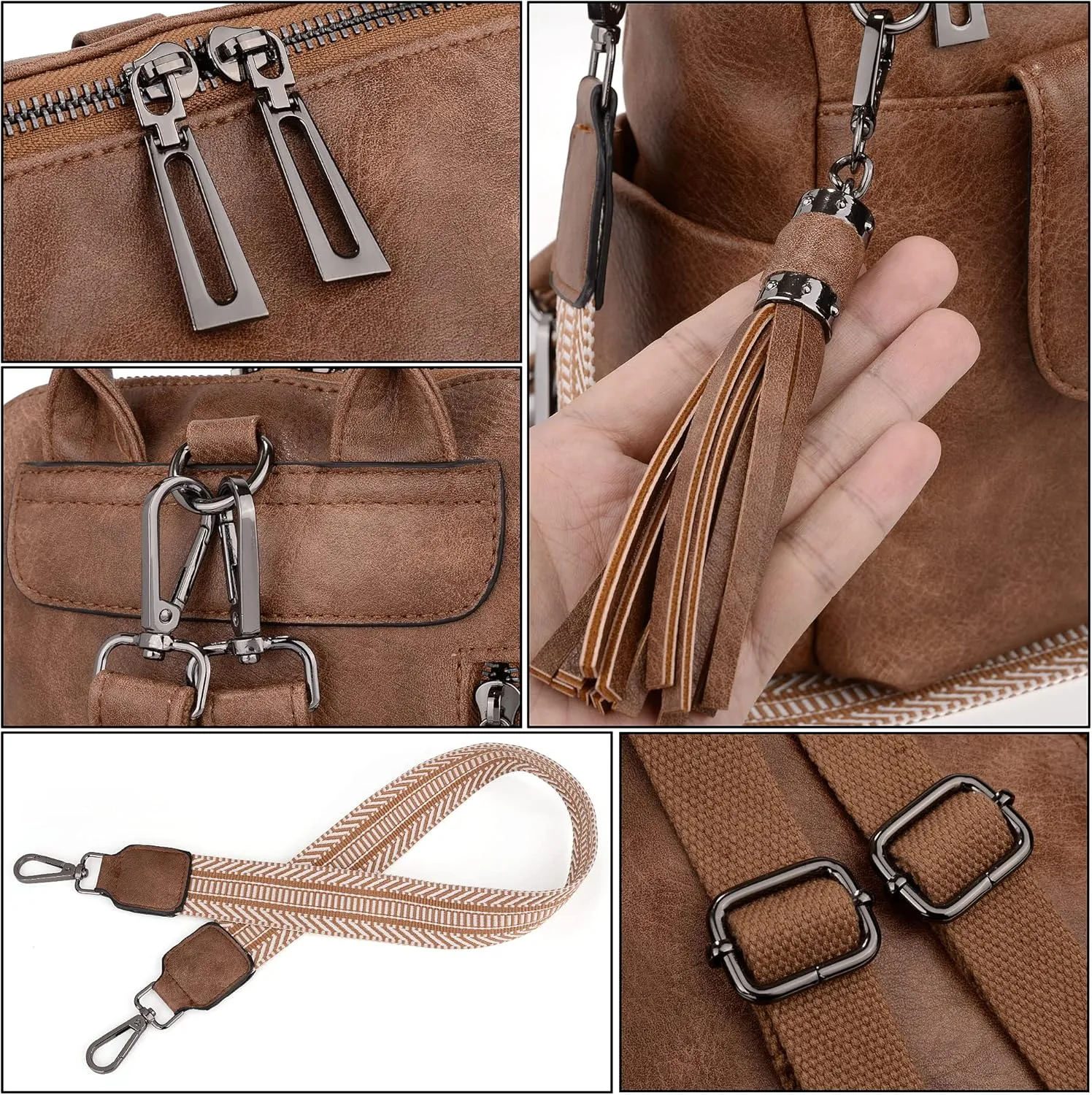 UTO Women Backpack Purse 3 ways PU Washed Leather Ladies Rucksack Shoulder Bag New Blue