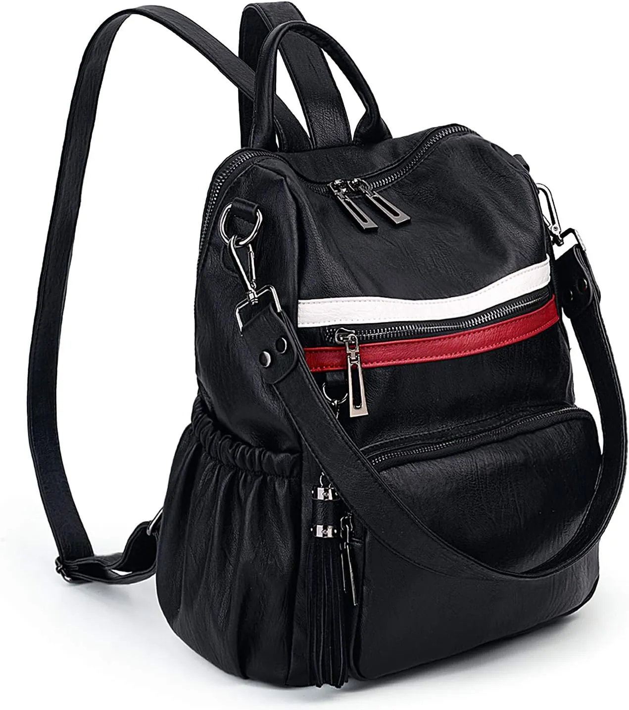 UTO Women Backpack Purse Leather Vegan Ladies Fashion Designer Rucksack Convertible Travel Shoulder Bag with Tassel