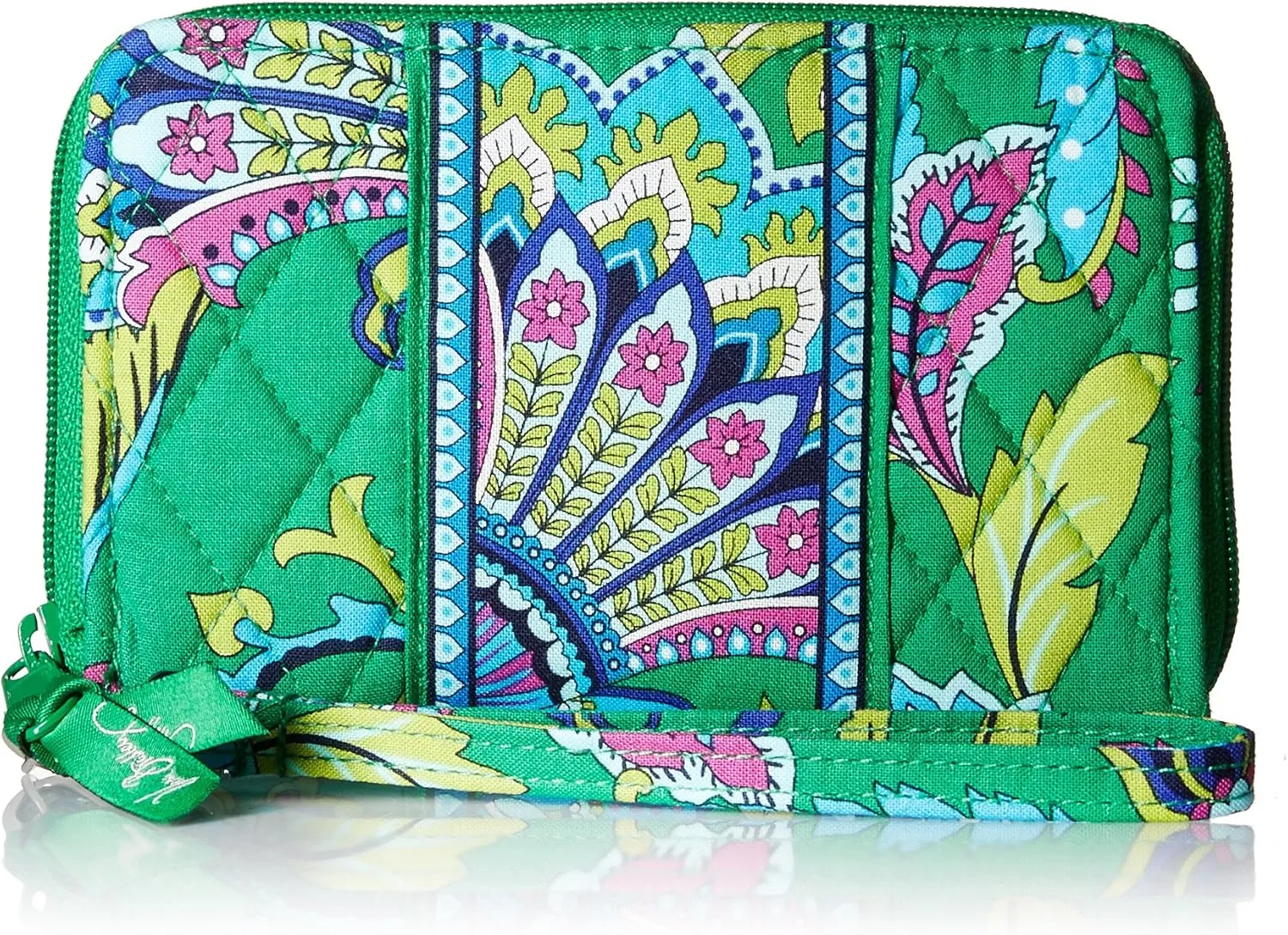 Vera Bradley Zip-Around Wristlet in Emerald Paisley
