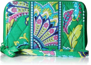 Vera Bradley Zip-Around Wristlet in Emerald Paisley