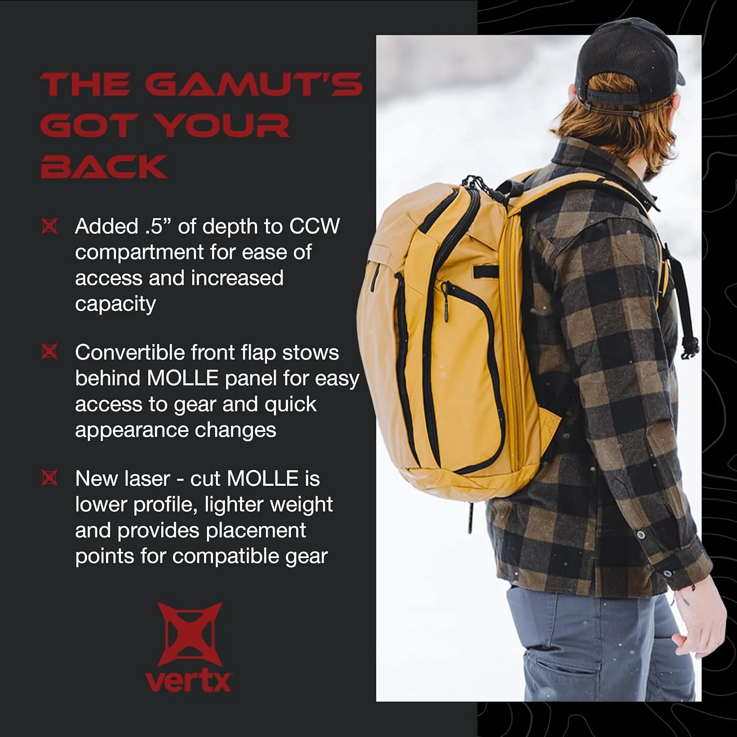 Vertx Gamut EDC Tactical Backpack 25L CCW Bag Tactical Gear, for Men and Women, Rudder Green