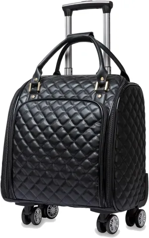 VH&GRED Luxury Carry on Luggage with Universal Wheels 18-Inch Lightweight Travel Small Suitcase Diamond Stitching Synthetic Leather Bag