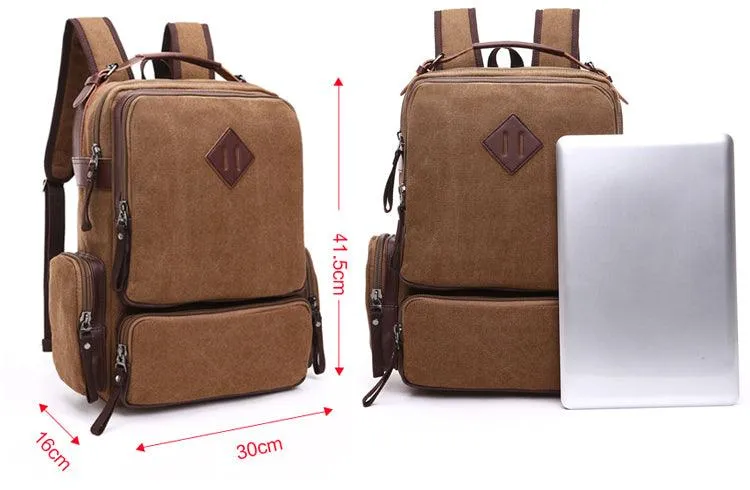 Vintage fashion Canvas High Capacity Laptop Travel Backpack-Blue