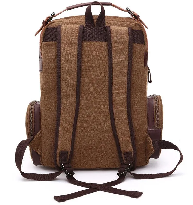 Vintage fashion Canvas High Capacity Laptop Travel Backpack-Blue