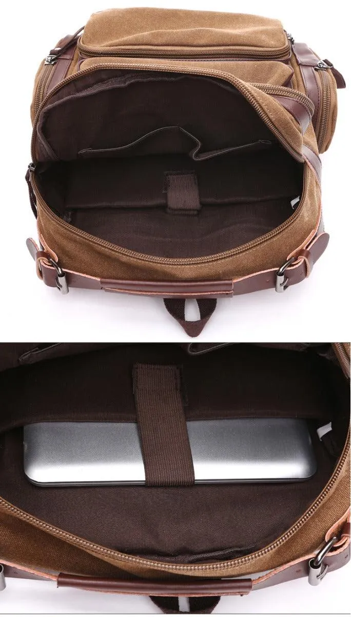 Vintage fashion Canvas High Capacity Laptop Travel Backpack-Blue