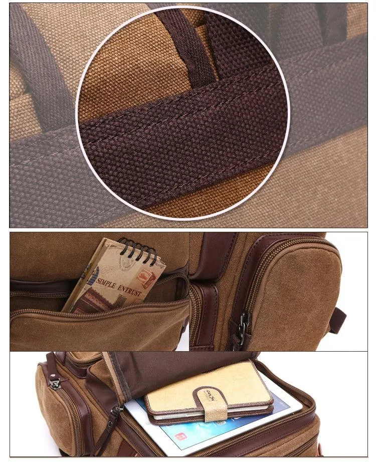 Vintage fashion Canvas High Capacity Laptop Travel Backpack-Blue