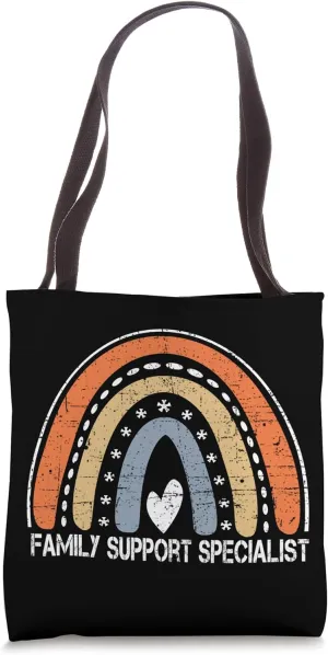 Vintage Rainbow Job Title Funny Family Support Specialist Tote Bag