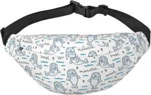 Walrus Animal Ocean Pattern Unisex Fashion Sporty Multi-Purpose Crossbody Bags Waist Bag With Adjustable Strap For Outdoors Running Cycling, Black