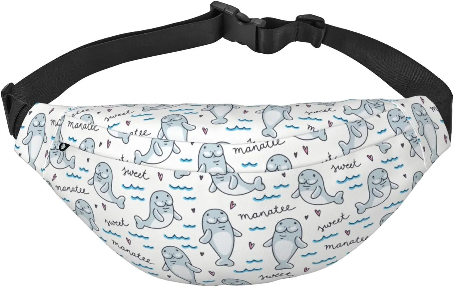Walrus Animal Ocean Pattern Unisex Fashion Sporty Multi-Purpose Crossbody Bags Waist Bag With Adjustable Strap For Outdoors Running Cycling, Black