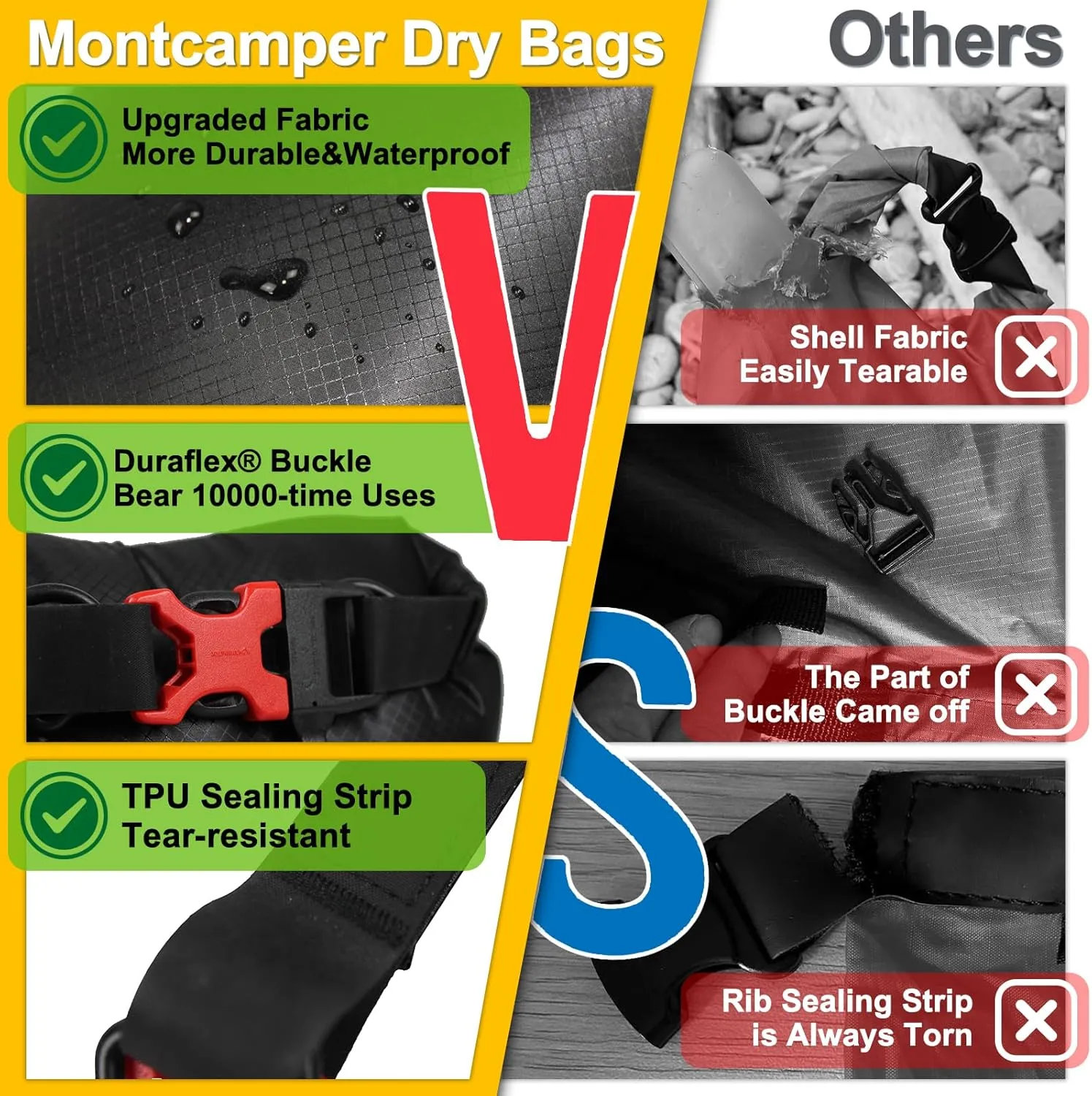 Waterproof Dry Bag with Survival Whistle-Enhanced Tear-resistant CORDURA Fabric-Lightweight Storage Sack for High-Intensity Adventures-Float on Water-Keep Luggage Dry&Organized(10L/Orange)