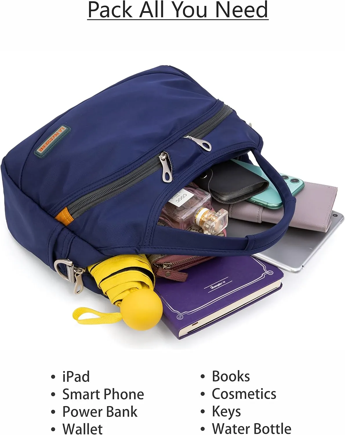 Waterproof Nylon Crossbody Bags for Women Multi-Pocket Shoulder Bag Travel Purse and Handbag