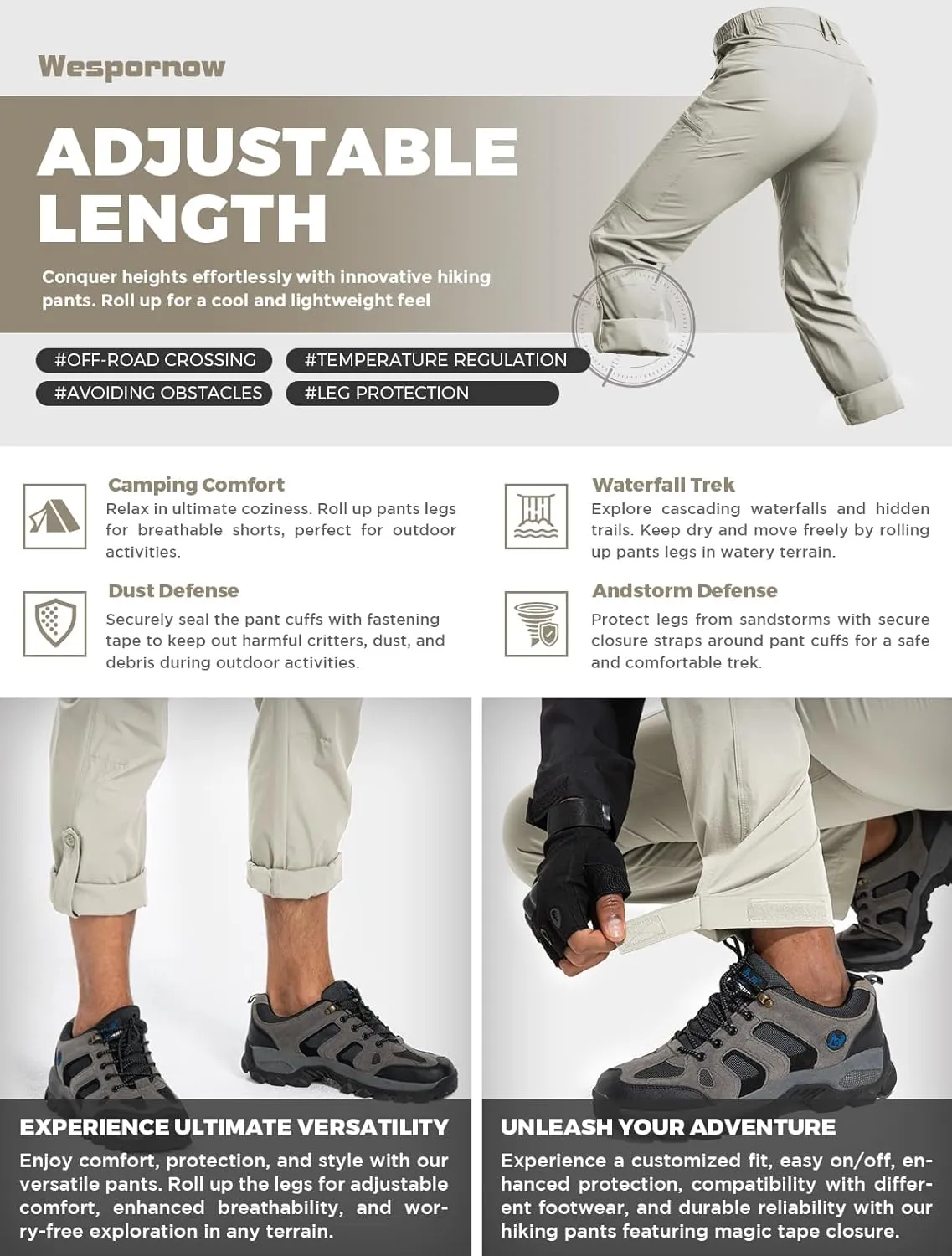 Wespornow Men's-Hiking-Pants Lightweight Water Resistant Quick Dry Outdoor Pants for Fishing Travel Camping