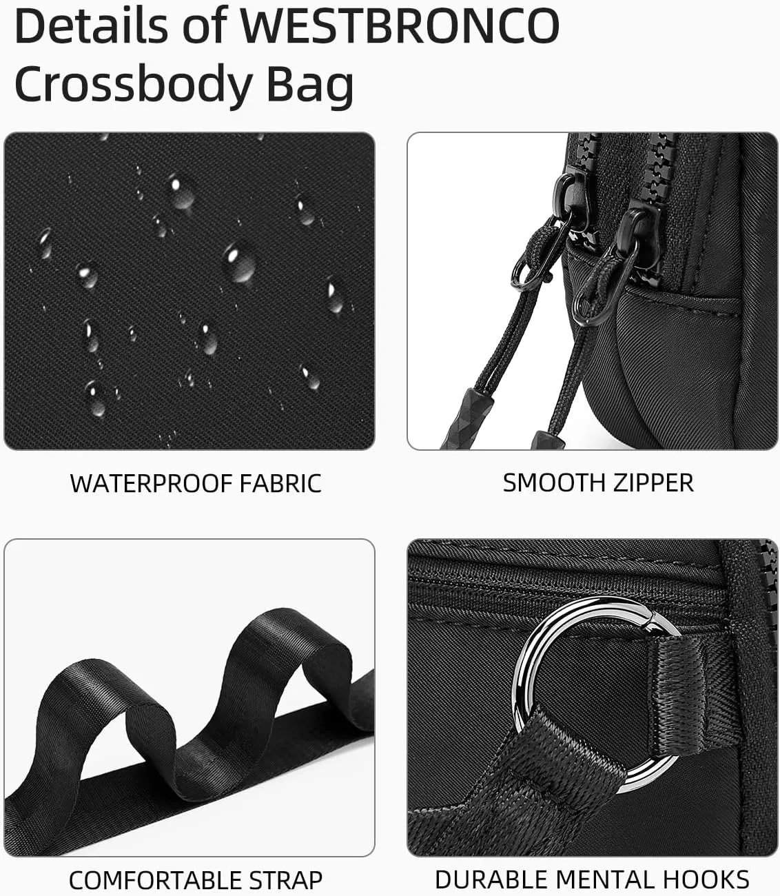 WESTBRONCO Small Crossbody Bags for Women Nylon with Adjustable Strap, Mini Crossbody Purse, Shoulder Bag Traveling Workout