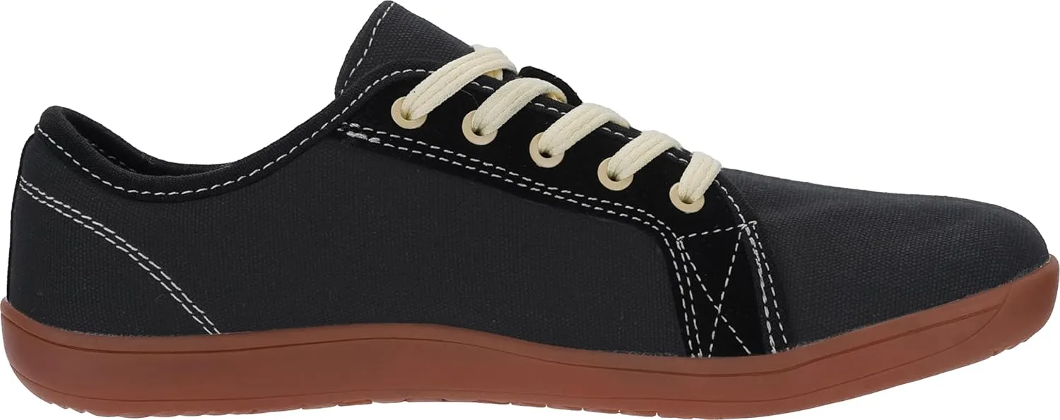 WHITIN Women's Canvas/Leather Barefoot Shoes | Wide Width Minimalist Sneakers | Classic Fit Low Top