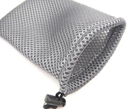 Wholesale Nylon Mesh Drawstring Bag Pouches for Mini Stuff Cellphone Mp3 9x14cm (Grey 50 Packs)