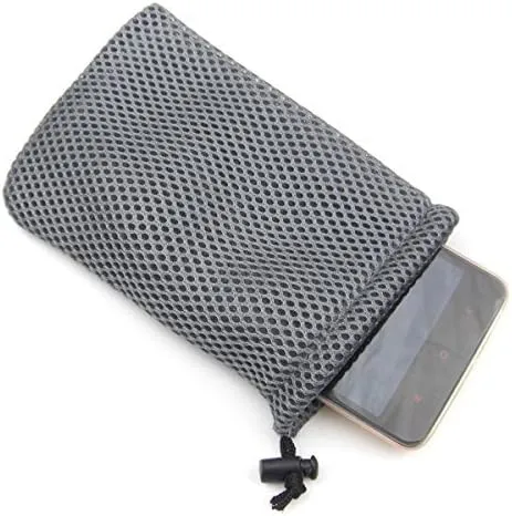 Wholesale Nylon Mesh Drawstring Bag Pouches for Mini Stuff Cellphone Mp3 9x14cm (Grey 50 Packs)