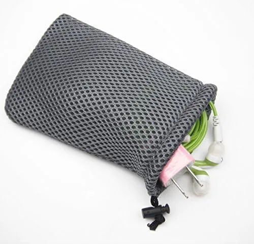 Wholesale Nylon Mesh Drawstring Bag Pouches for Mini Stuff Cellphone Mp3 9x14cm (Grey 50 Packs)