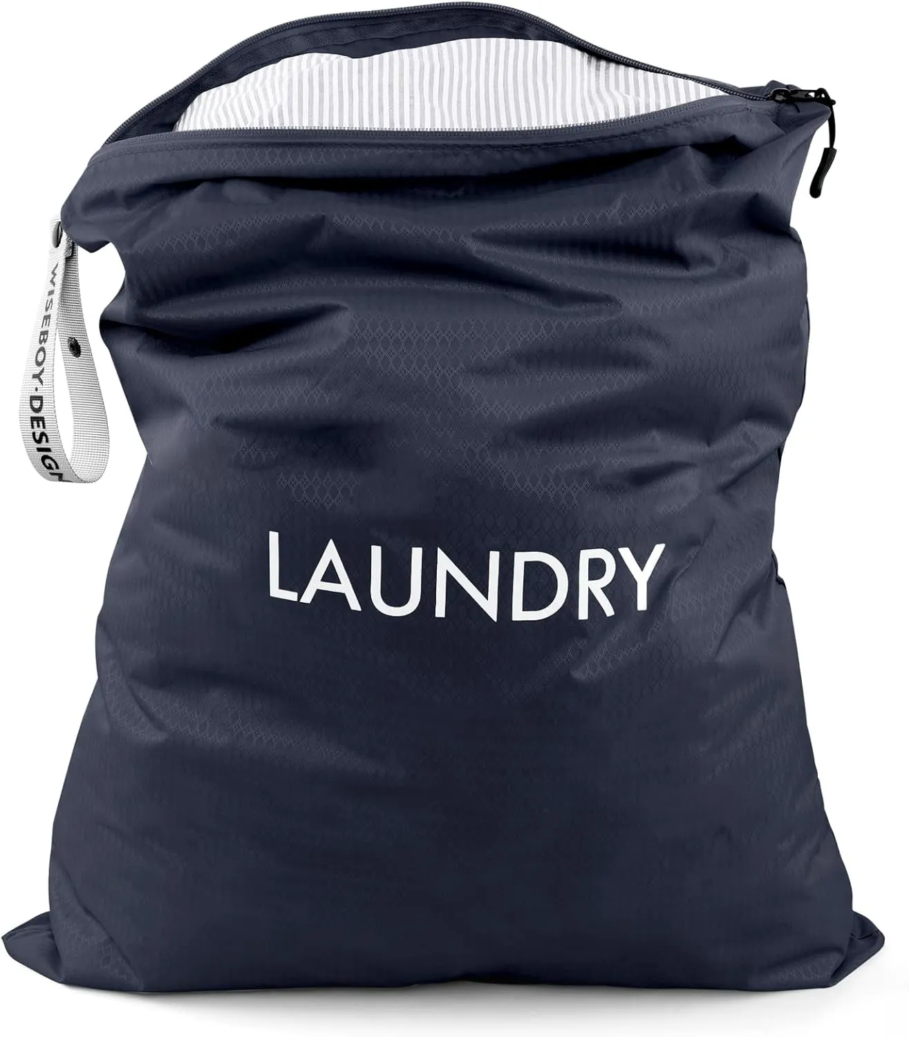 WiseBoy Laundry Bag, 23.6x35 inch Oversized Laundry Bags, Travel Laundry Bag Dirty Clothes Organizer, Nylon Wet Dry Storage Bag for College Dorm, Camping, Caravan, Navy Blue