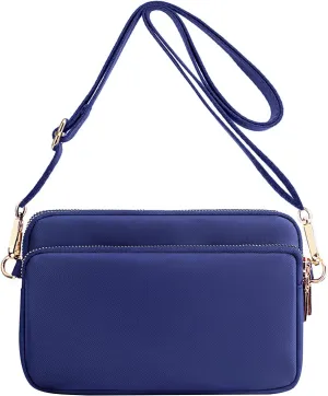WITERY Multi Zipper Crossbody Bags for Women - Waterproof Mini Nylon Travel Shoulder Bag Cell Phone Purse Pouch with Strap