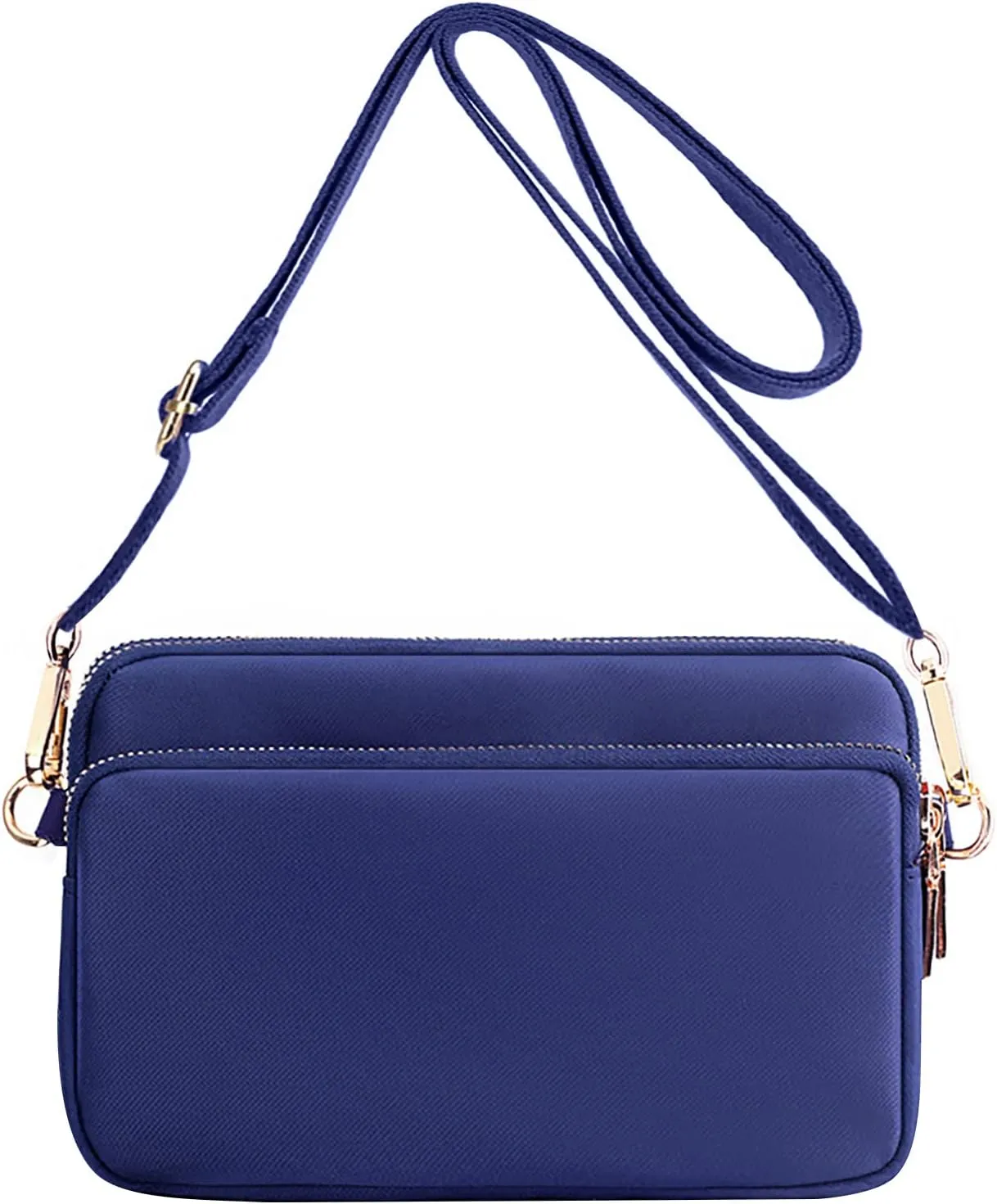 WITERY Multi Zipper Crossbody Bags for Women - Waterproof Mini Nylon Travel Shoulder Bag Cell Phone Purse Pouch with Strap