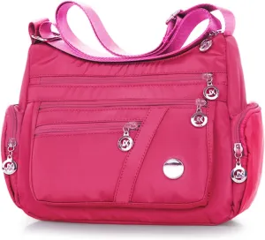 WITERY Nylon Crossboby Bags for Women - Waterproof Zipper Multi-Pocket Crossboby Purse Lightweight Shoulder Bag