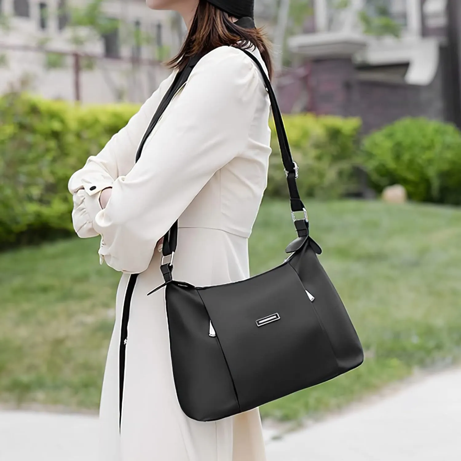 WITERY Shoulder Bag for Women - Lightweight Oxford Multi-Pocket Crossboby Purse Bags Zipper Handbag with Adjustable Strap