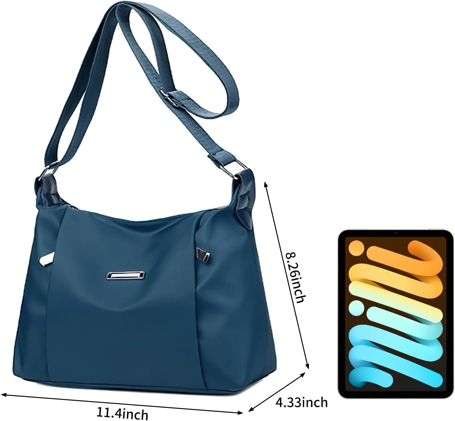 WITERY Shoulder Bag for Women - Lightweight Oxford Multi-Pocket Crossboby Purse Bags Zipper Handbag with Adjustable Strap