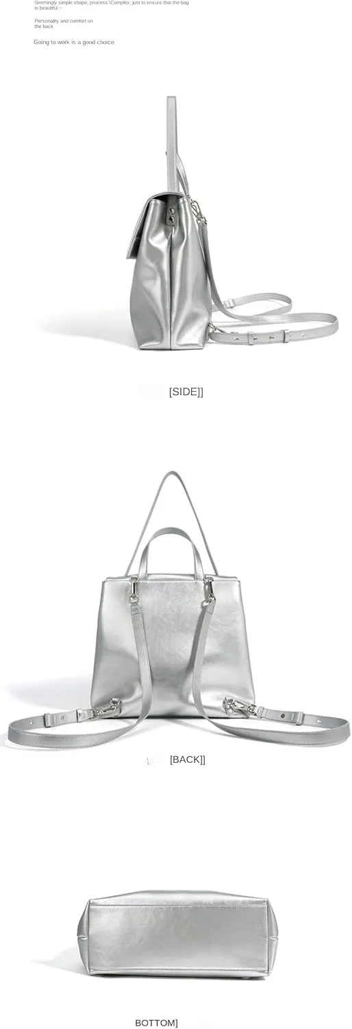 with Handle Large-Capacity Custom Genuine Leather Lady's Fashion Minimalist Niche Design Double Shoulder Bag