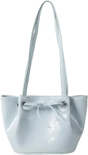 Women Bow-Adorned Large Capacity Underarm Bag, Fashion PU Leather Bucket Shoulder Bag, Minimalist Handbag