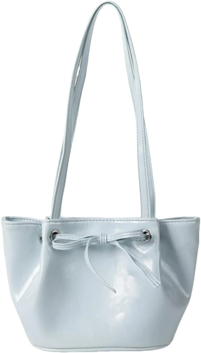 Women Bow-Adorned Large Capacity Underarm Bag, Fashion PU Leather Bucket Shoulder Bag, Minimalist Handbag