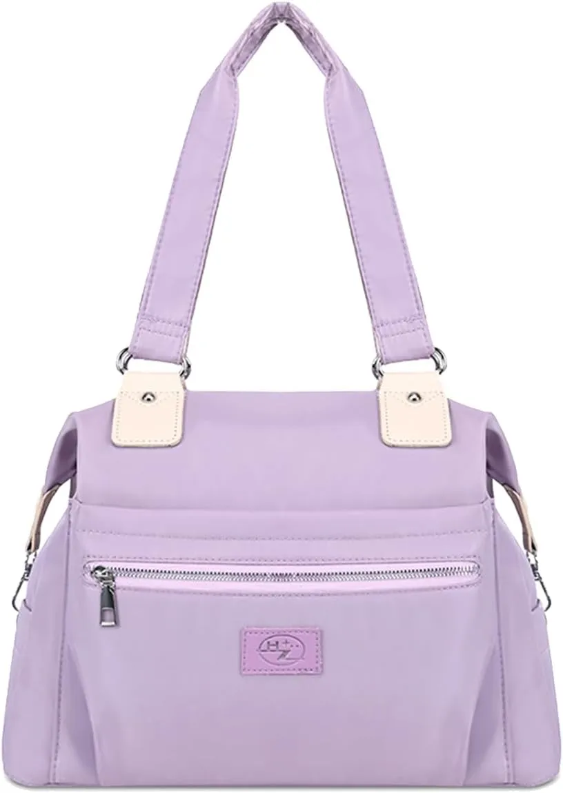 Women Nylon Handbag Waterproof Shoulder Bag Multi Pockets Top Handle Large Capacity Tote