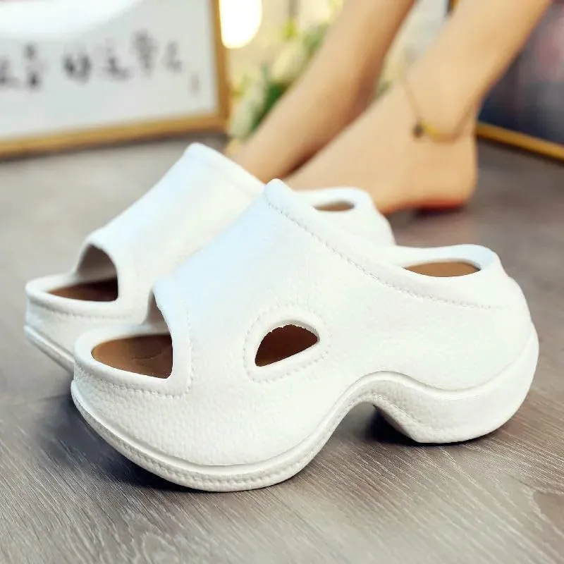 Women's Clogs High Heel Slippers Women's Clogs Open Toe Thick-Soled Slippers Summer Thick-Soled Flip-Flops