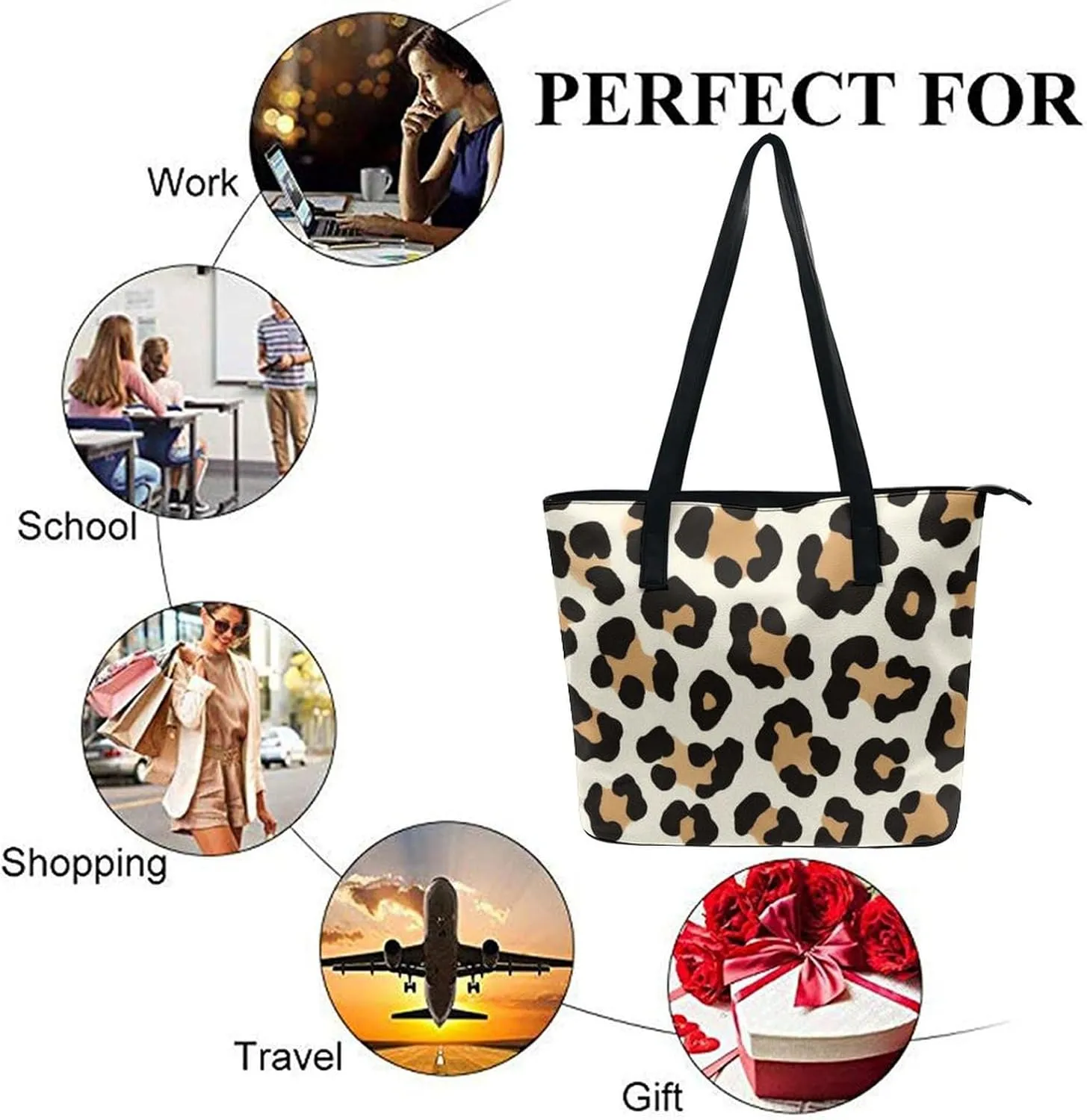 Women's Fashion Tote Bag, Large Capacity Lightweight Handbag, Shopping Bags with Compartment
