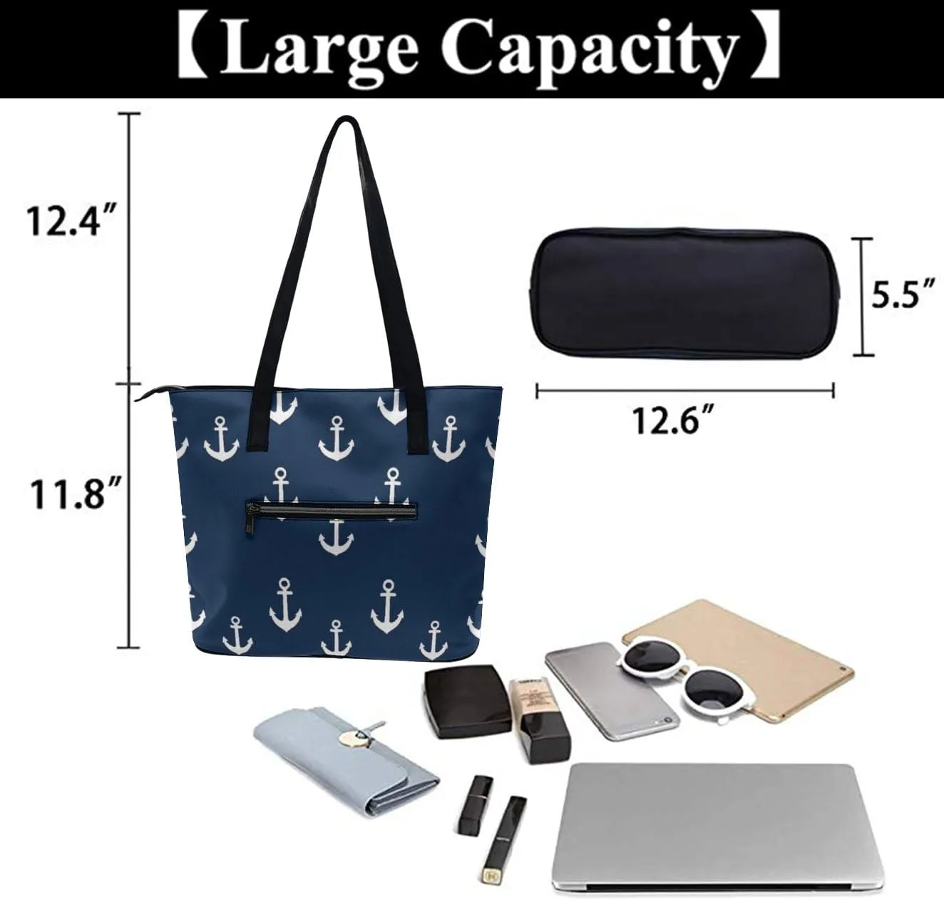 Women's Fashion Tote Bag, Large Capacity Lightweight Handbag, Shopping Bags with Compartment
