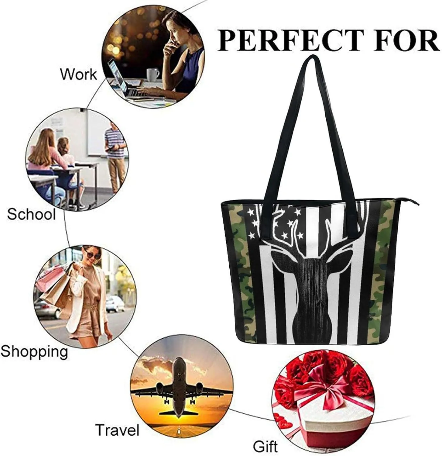 Women's Fashion Tote Bag, Large Capacity Lightweight Handbag, Shopping Bags with Compartment
