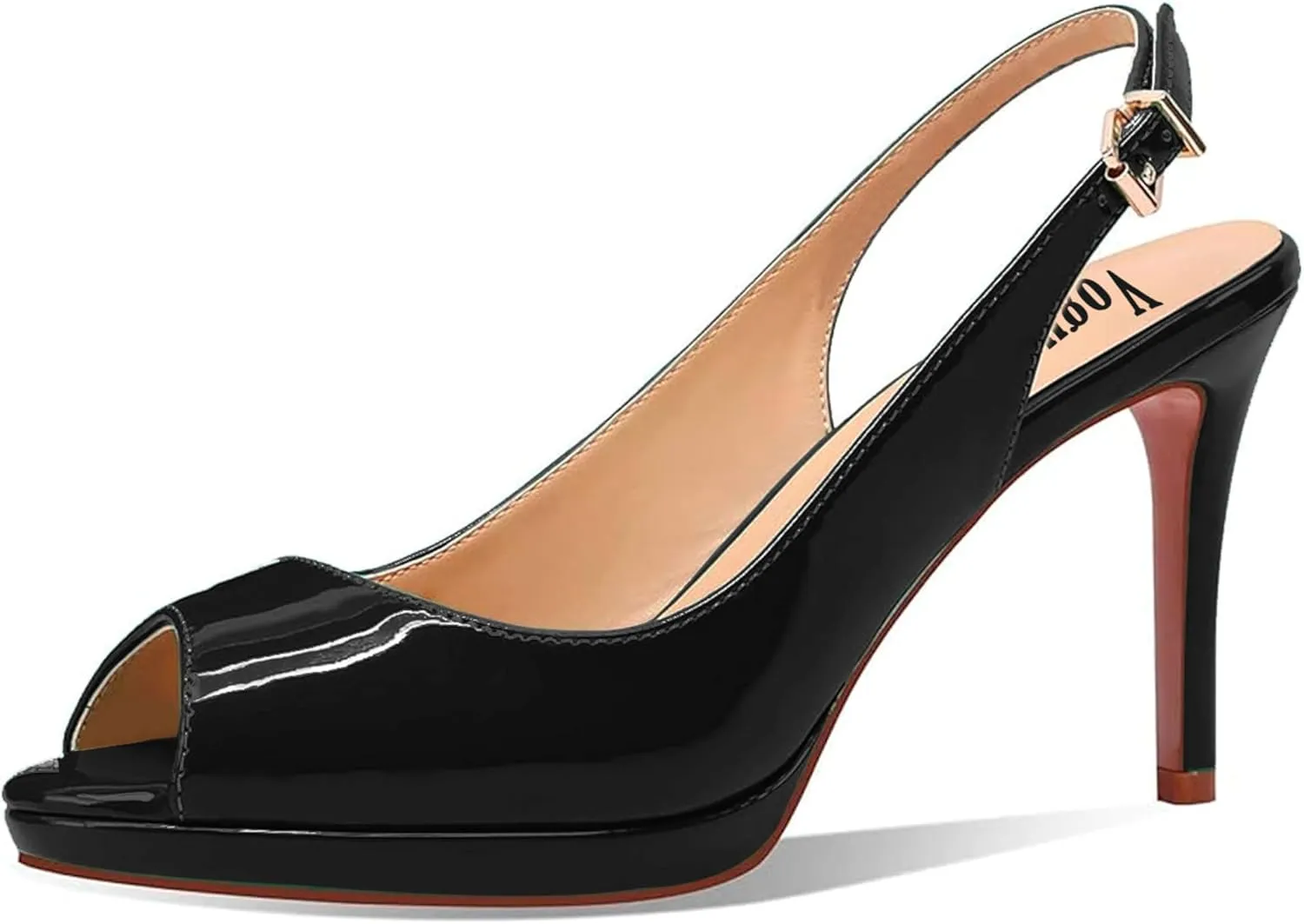 Women's High Heels Platform Peep Toe Pumps Stiletto Heel Slingback Party Dress Office Fashion Shoes Patent Leather Sandal Pumps