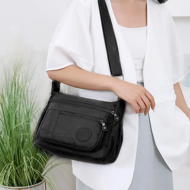 Women's Multi-Pocket Shoulder Bag, Nylon