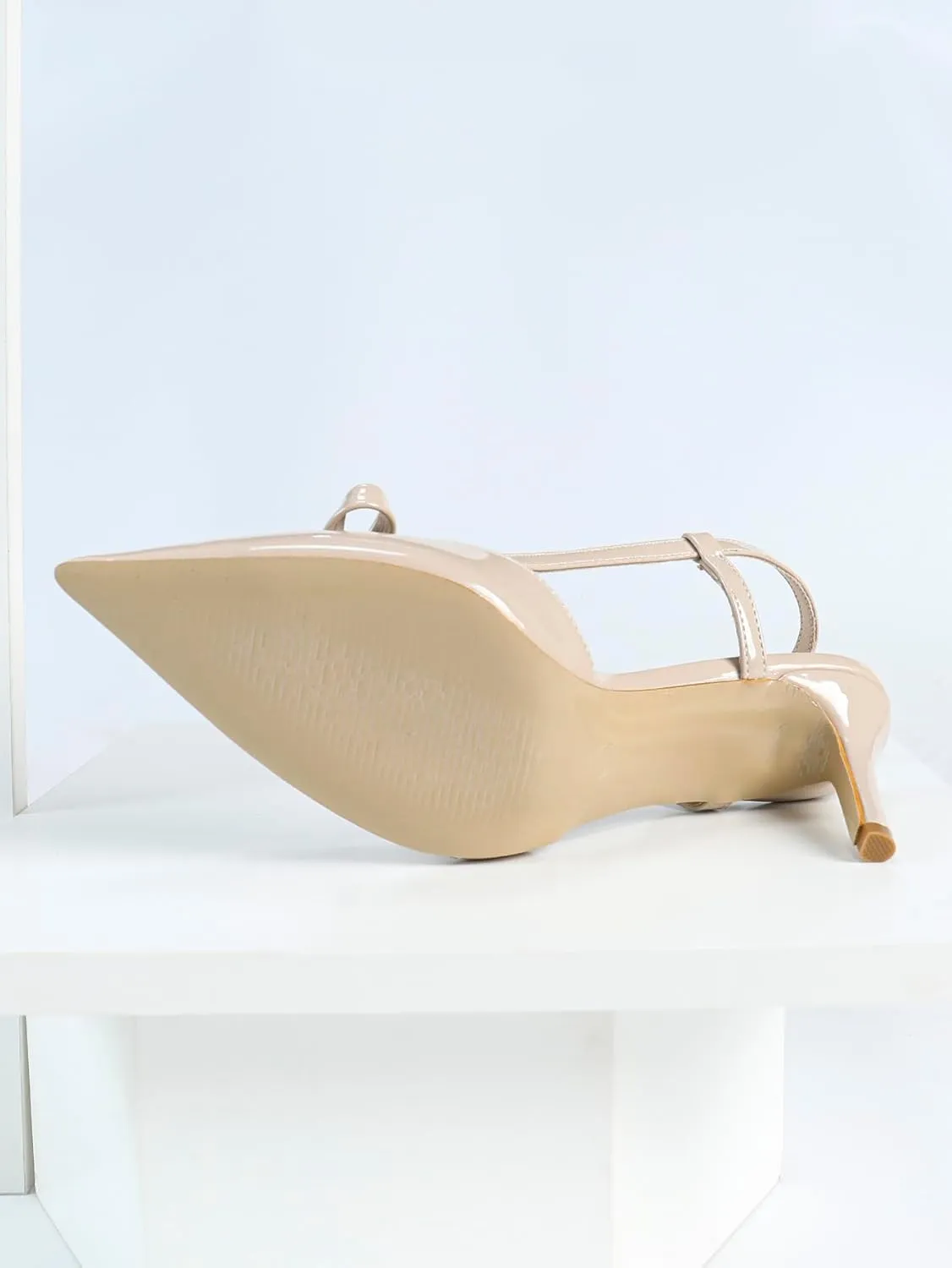 Women's Olive Green Patent Leather Pointed Toe High Heel Sandals, Bow-Embellished T-Strap Design, Stylish Evening Shoes, Trendy Party Footwear, Elegant Open-Toe High Heels