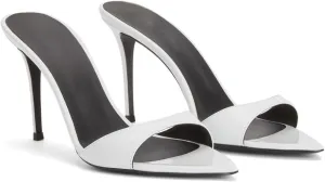 Women's Patent Leather Stilettos High Heels Slides Mules Slip on Slingback Pointed Open Toe Solid Pumps Slide Sandals Formal